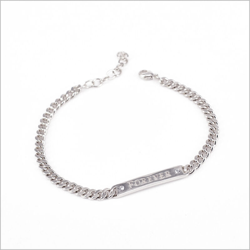 Bracciale a maglia groumette in Argento 925 con targhetta