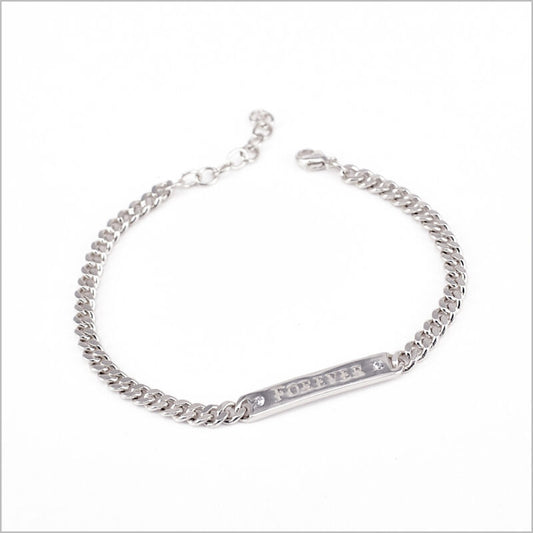 Bracciale a maglia groumette in Argento 925 con targhetta
