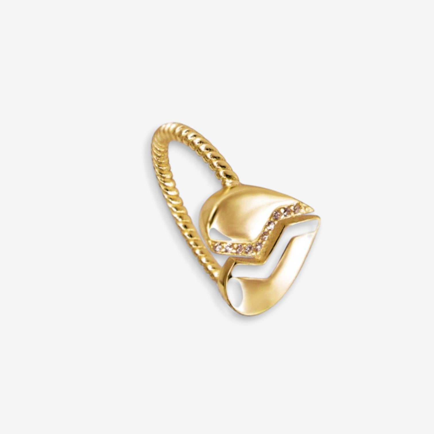 Anello Donna Cuore Spezzato in Argento 925 Regolabile con zirconi Oro