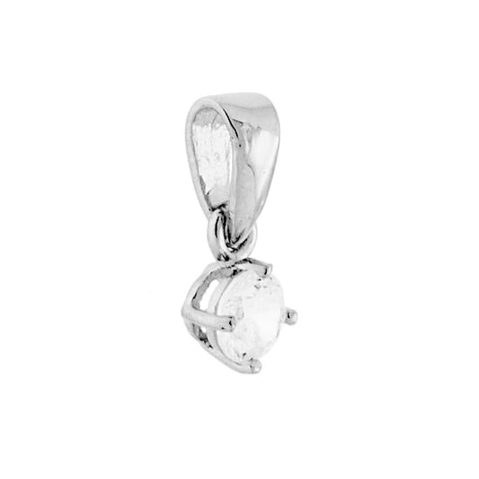 Ciondolo Punto Luce 4 Griffe con Zircone Tondo colore Bianco.