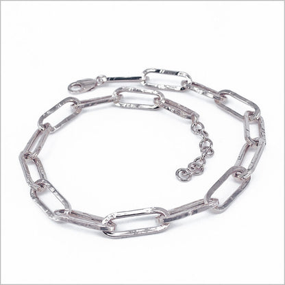 Collana a maglia rettangolare martellata in Argento 925