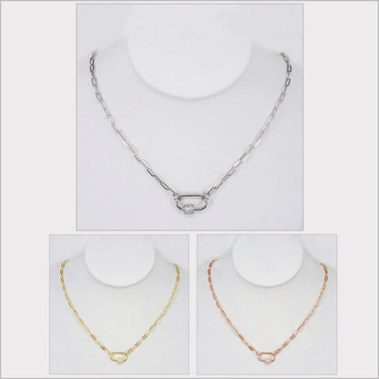 Collana Donna in Argento 925 a maglia rettangolare e zirconi