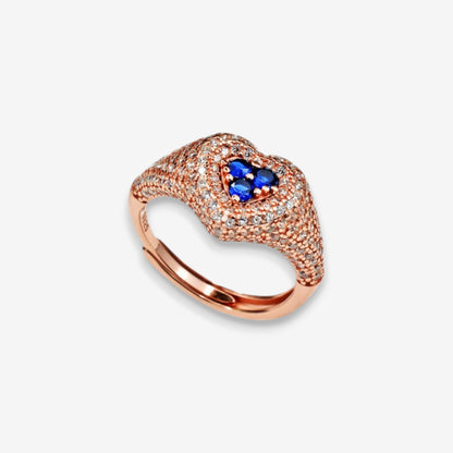 Anello Donna Cuore in Argento 925 Regolabile con zirconi