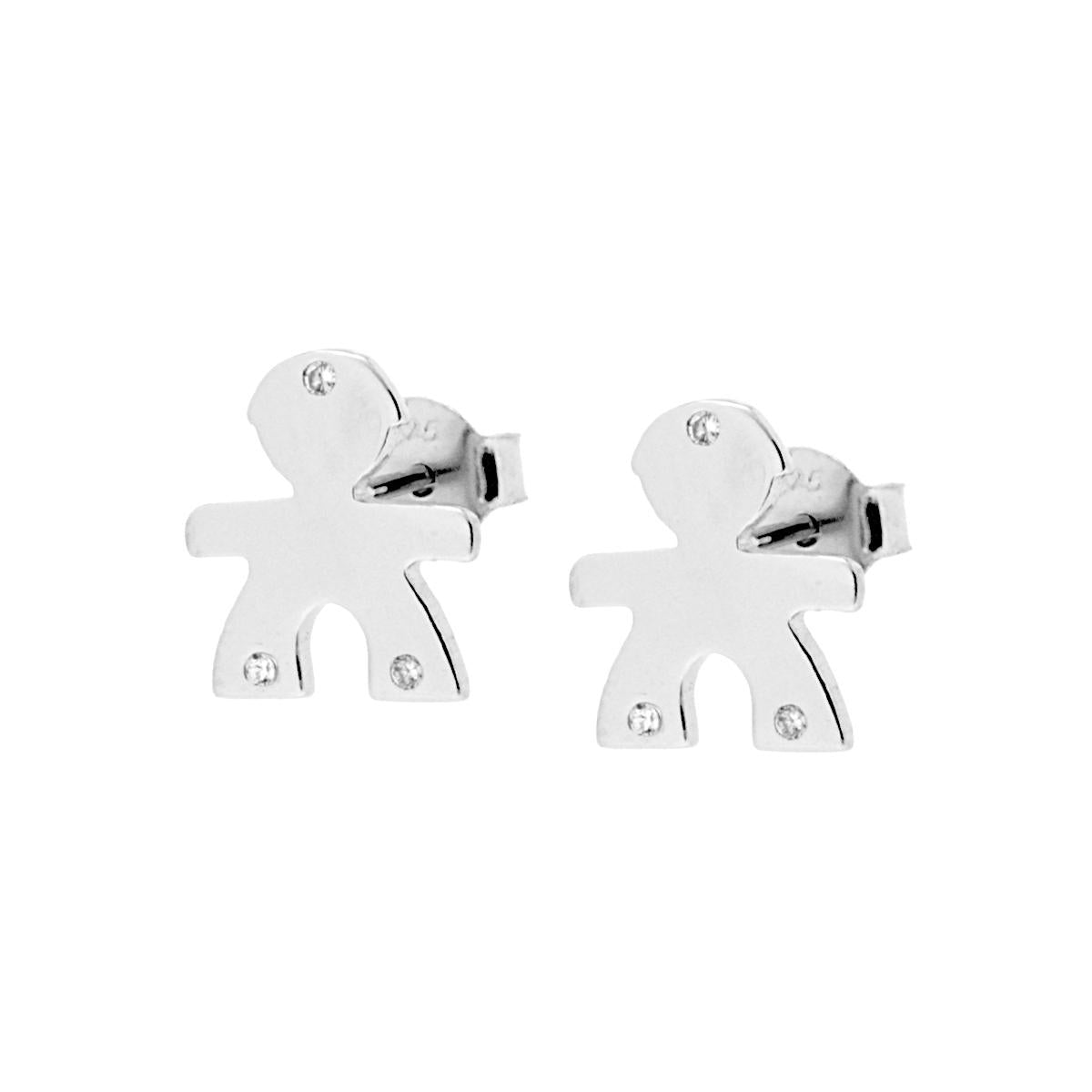 Orecchini Bimbo con Zirconi Bianchi in ARGENTO 925 Galvanica Rodio