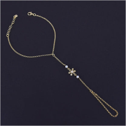 Bracciale baciamano in Argento 925 con fiori e perle di Maiorca
