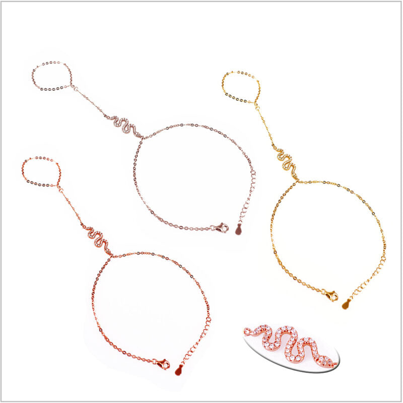 Bracciale baciamano in Argento 925 con serpente e zirconi