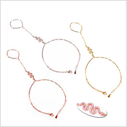 Bracciale baciamano in Argento 925 con serpente e zirconi