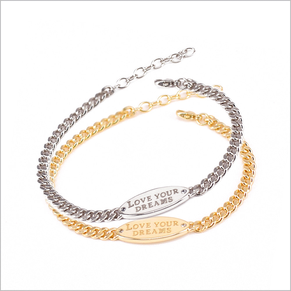 Bracciale a maglia groumette in Argento 925 con targhetta