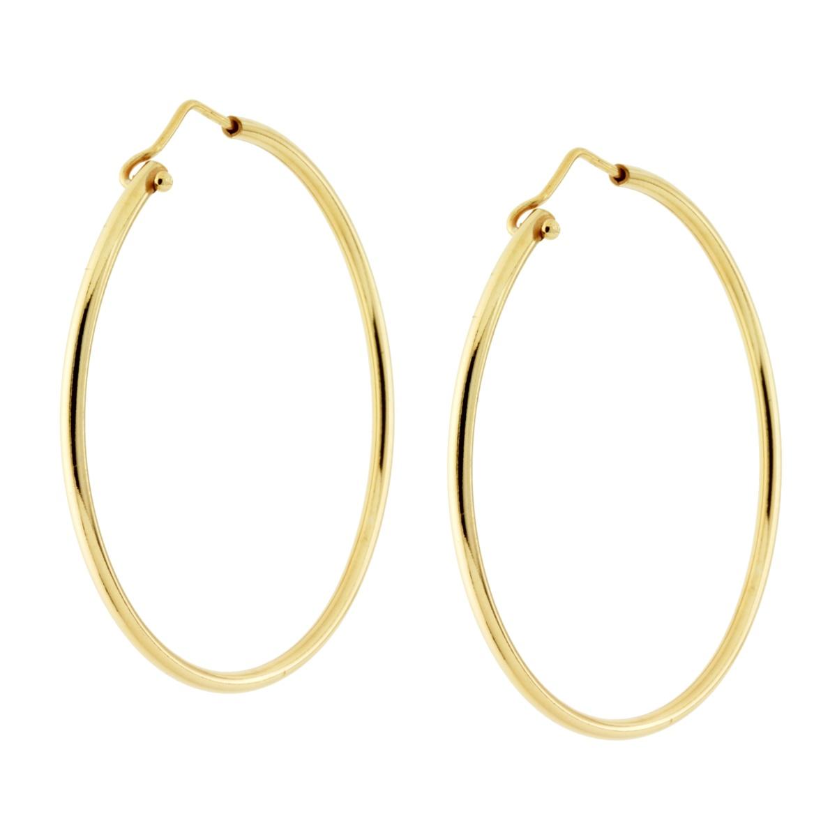 Orecchini a Cerchio Liscio 50 mm con canna mm 2 in ARGENTO 925 Galvanica Oro