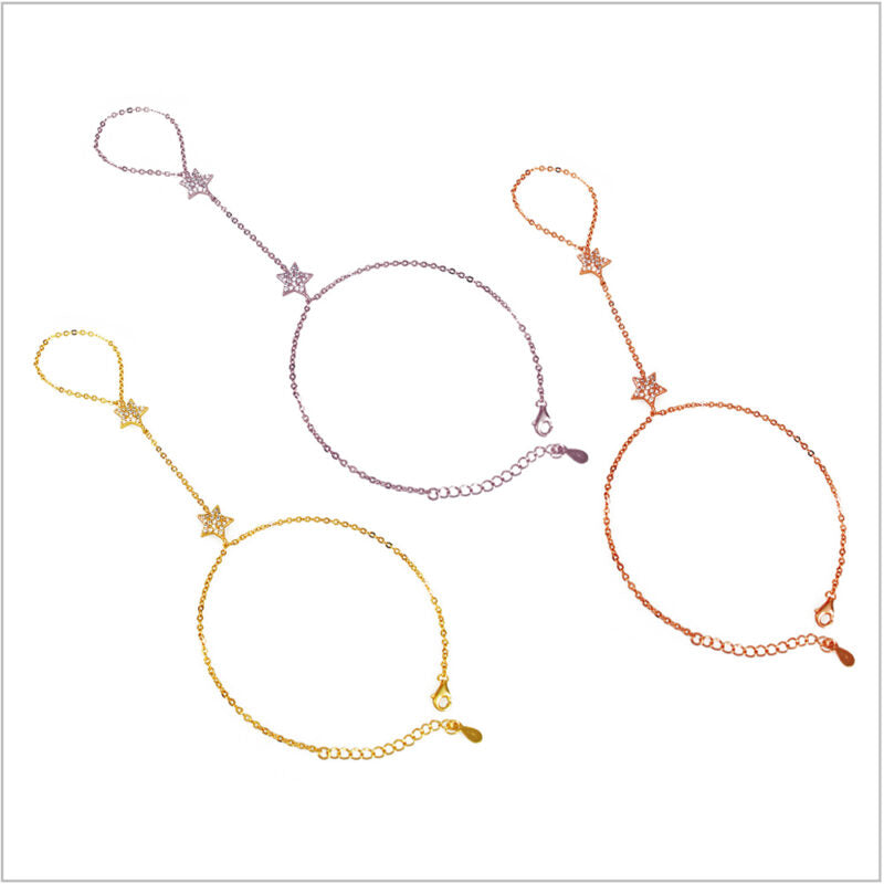 Bracciale baciamano in Argento 925 con stelline e zirconi