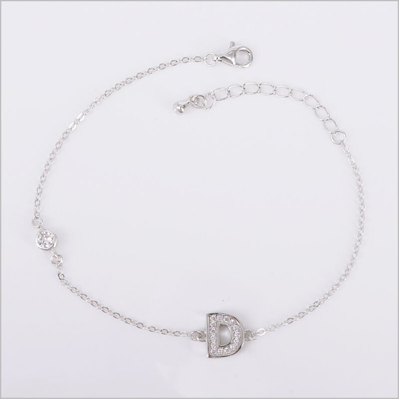 Bracciale in Argento 925 con iniziale zirconata