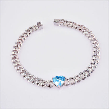 Bracciale groumette in Argento 925 con cuore centrale e zirconi