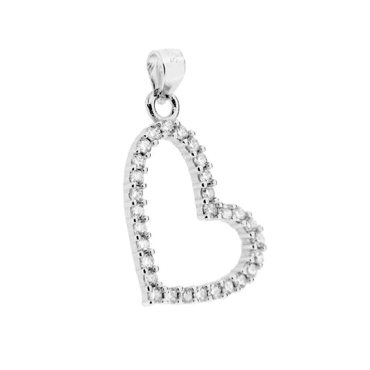 Ciondolo a forma di Cuore con Zirconi<BR>