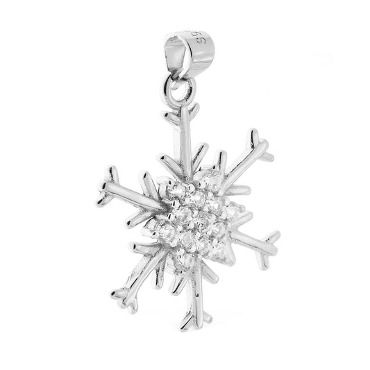Ciondolo a forma Fiocco di Neve con Zirconi Bianchi.