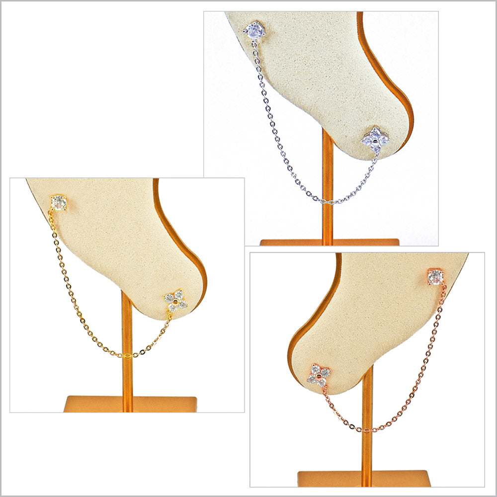 Orecchini Doppio Buco in Argento 925 con punto luce