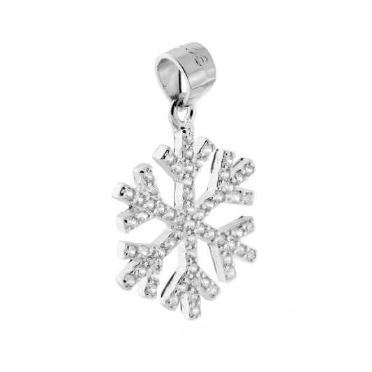 Ciondolo a forma Fiocco di Neve con Zirconi Bianchi.
