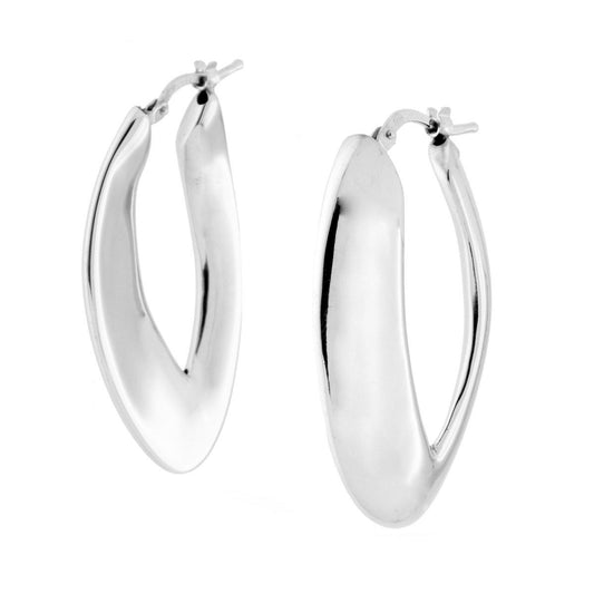 Orecchini Cerchio Ovale in ARGENTO 925 Galvanica Rodio