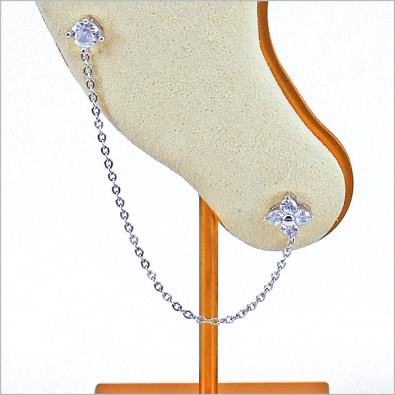Orecchini Doppio Buco in Argento 925 con punto luce