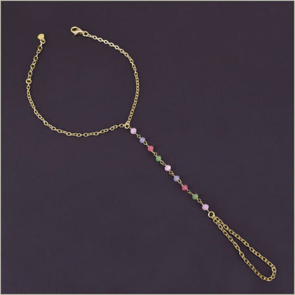 Bracciale baciamano in Argento 925 con catena rosario e cristalli multicolore