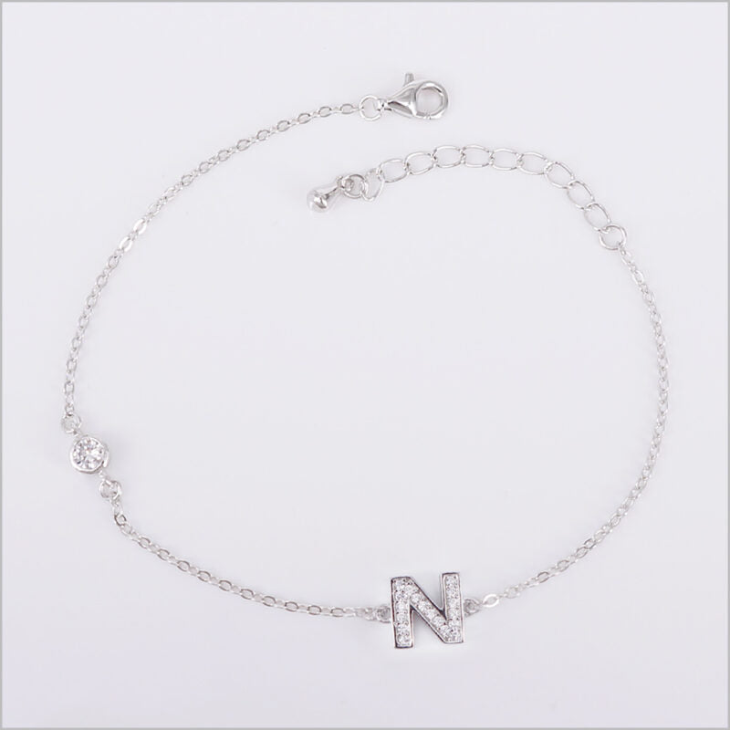 Bracciale in Argento 925 con iniziale zirconata