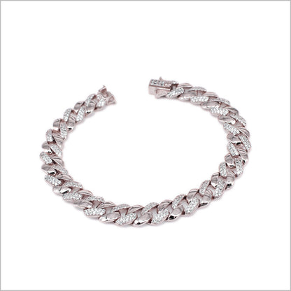 Bracciale a maglia groumette in Argento 925 con zirconi alternati