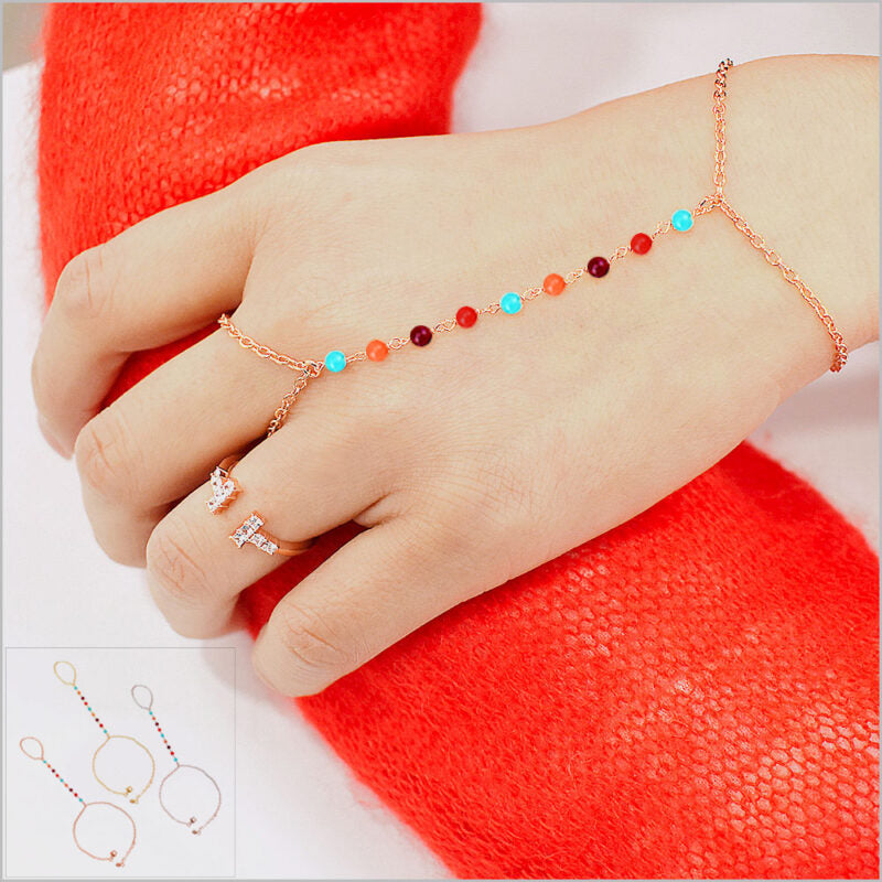 Bracciale baciamano in Argento 925 con pietre multicolore