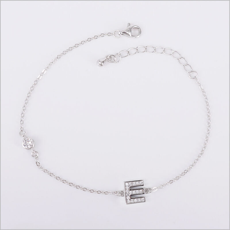 Bracciale in Argento 925 con iniziale zirconata