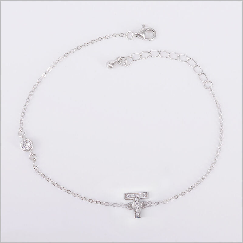Bracciale in Argento 925 con iniziale zirconata