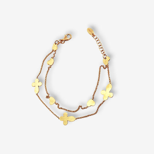 Amen Bracciale Donna Doppio Croci e Cuori Oro
