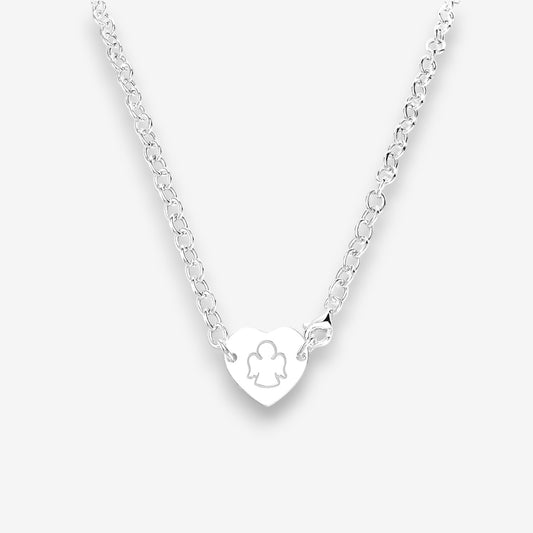Amen Collana Donna con medaglia a cuore e Angelo Custode in Argento 925