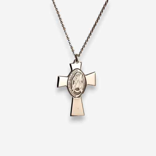 Amen Collana Uomo con Gesù e Croce Madreperla