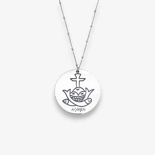 Amen Collana Uomo con IHS Pani e Pesci