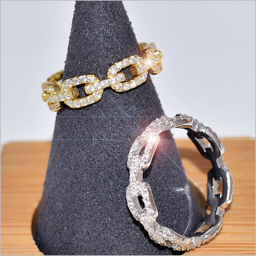 Anello Donna Catena in Argento 925 con zirconi
