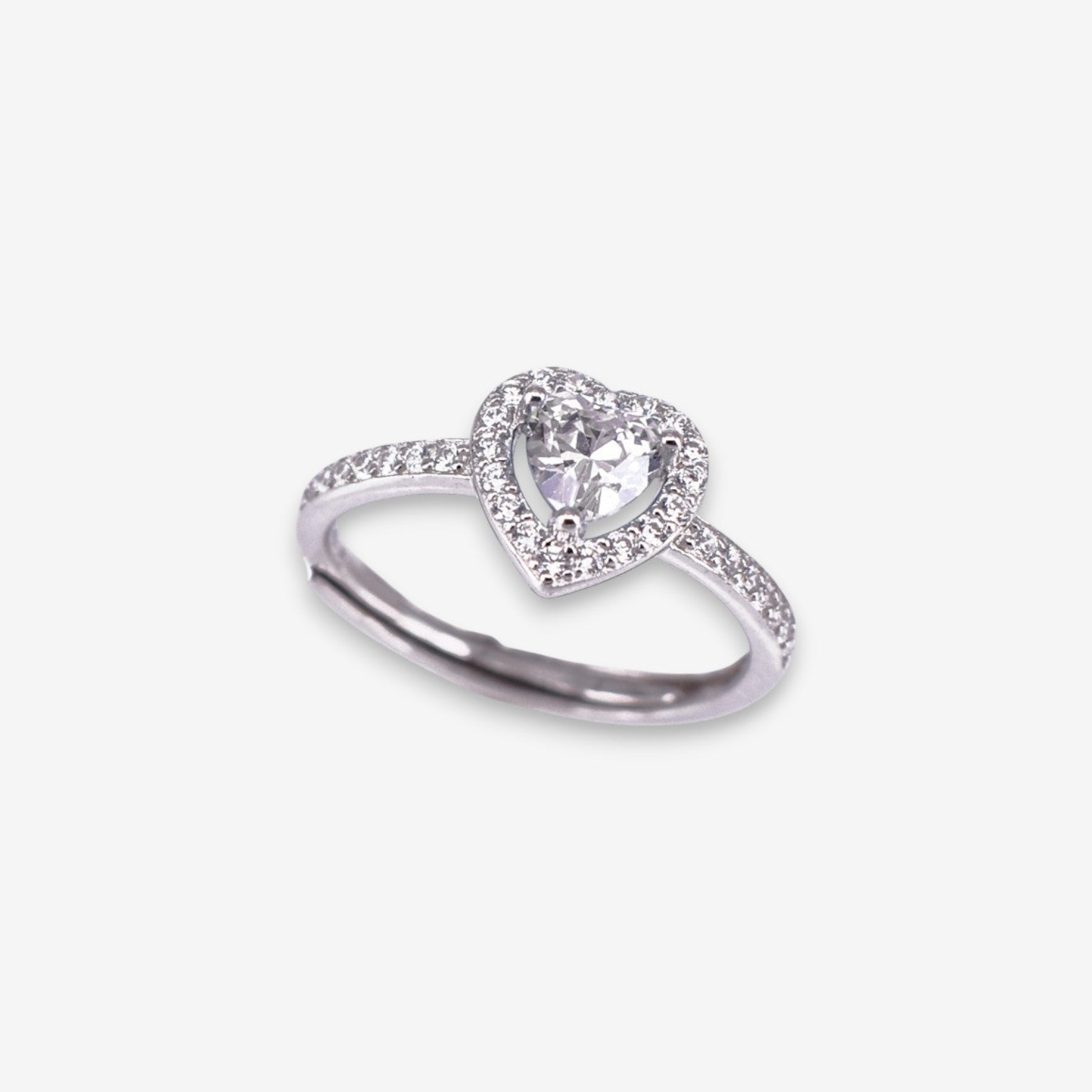 Anello Donna Cuore in Argento 925 Regolabile con zirconi