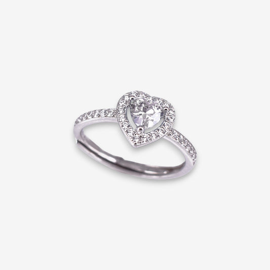 Anello Donna Cuore in Argento 925 Regolabile con zirconi