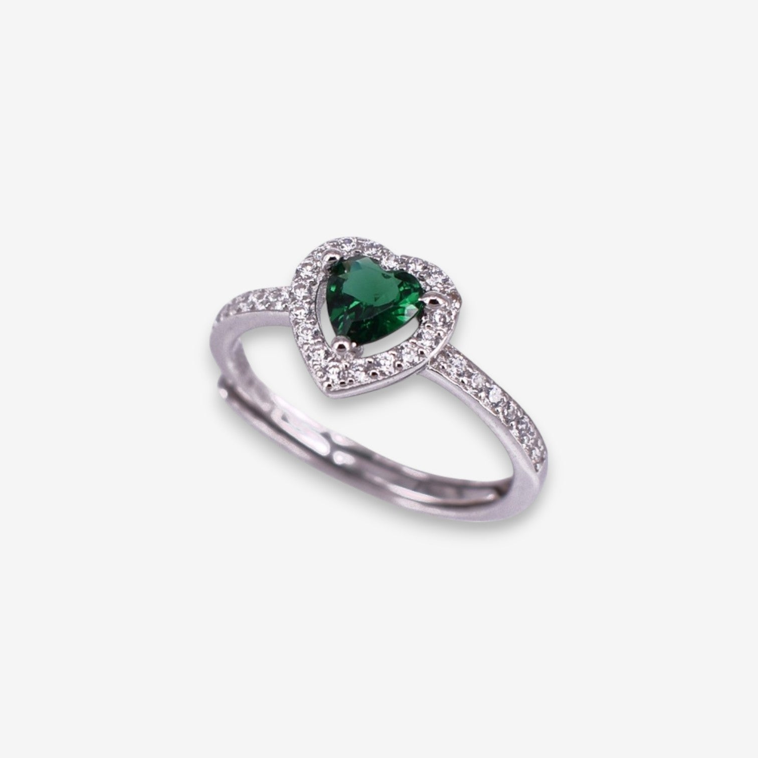 Anello Donna Cuore in Argento 925 Regolabile con zirconi