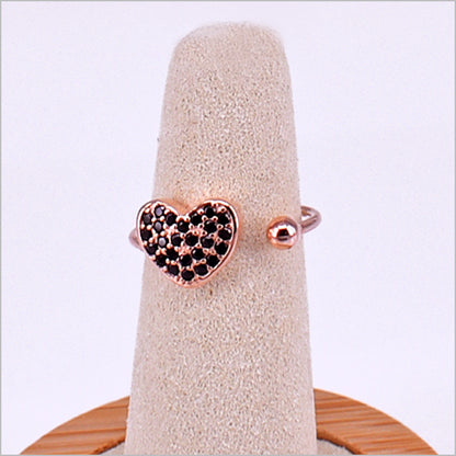Anello Donna Cuore in Argento 925 Regolabile con zirconi