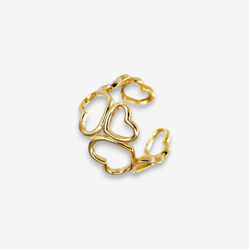 Anello Donna in Argento 925 Regolabile con cuori vuoti