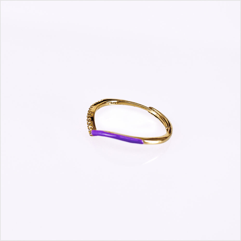 Anello Donna Diadema smaltato in argento 925 Regolabile con zirconi