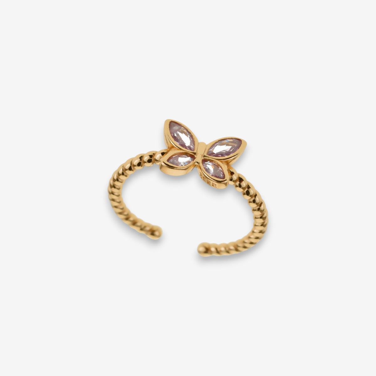 Anello Donna Farfalla placcato Oro Rosa Regolabile con zirconi