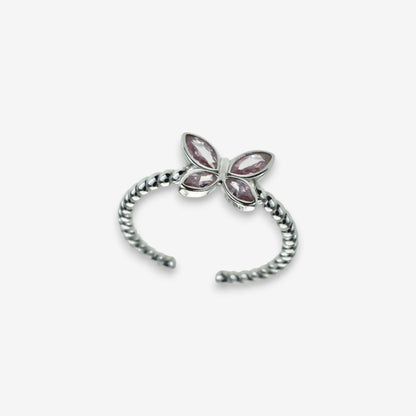 Anello Donna Farfalla in Argento 925 Regolabile con zirconi