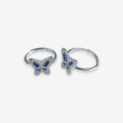 Anello Donna in Argento 925 Regolabile con Farfalla zirconata