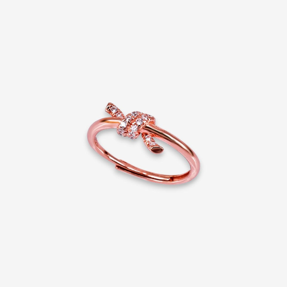 Anello Donna Nodo in Argento 925 Regolabile con zirconi