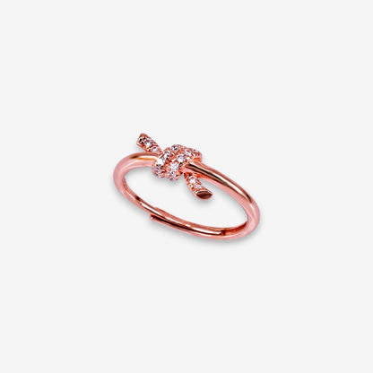Anello Donna Nodo in Argento 925 Regolabile con zirconi
