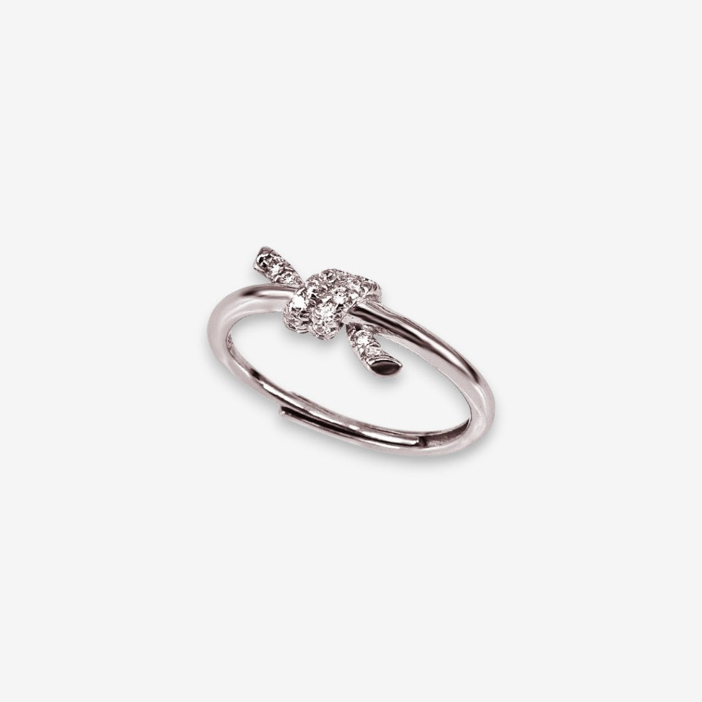 Anello Donna Nodo in Argento 925 Regolabile con zirconi