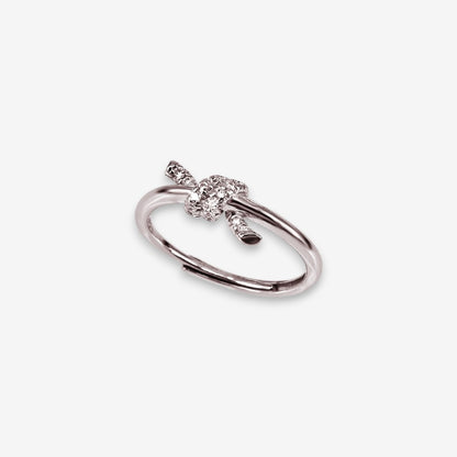 Anello Donna Nodo in Argento 925 Regolabile con zirconi