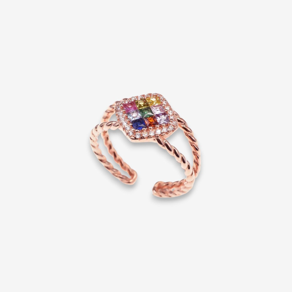 Anello Donna Rombo in Argento 925 Regolabile con zirconi