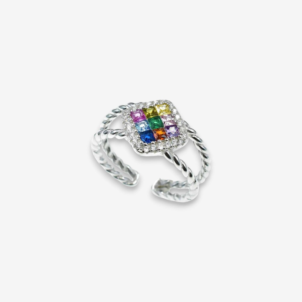 Anello Donna Rombo in Argento 925 Regolabile con zirconi