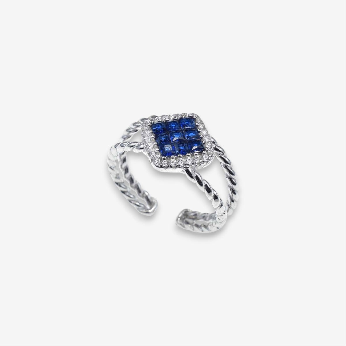 Anello Donna Rombo in Argento 925 Regolabile con zirconi
