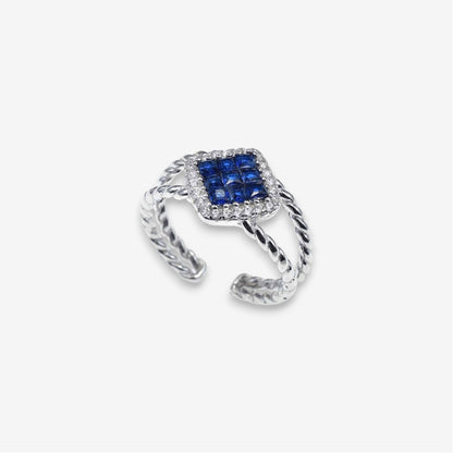 Anello Donna Rombo in Argento 925 Regolabile con zirconi